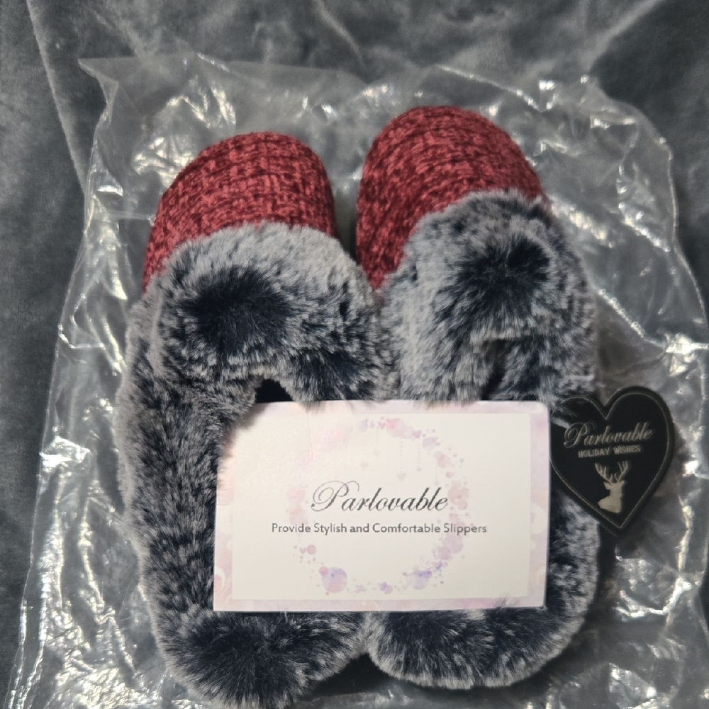 Cozy Red and Gray Slippers for Indoor Comfort